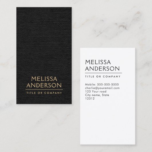 黒い線の垂直ミニマリストプロフェッショナル 名刺 (正面/裏面)