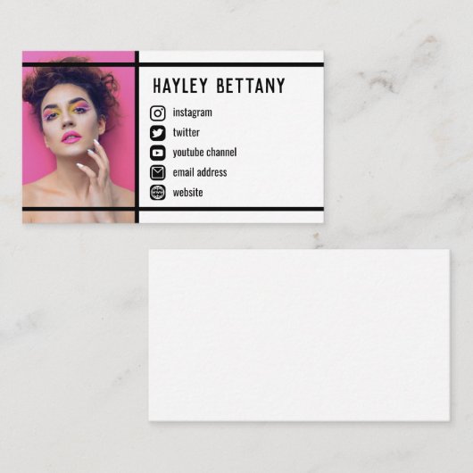 黒い線をクリーンソーシャルメディアアイコン写真 名刺 (正面/裏面)