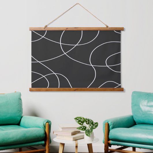 黒い線 吊り下げ型タペストリー (リビング)