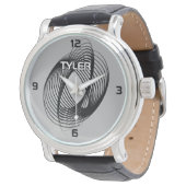 黒い緩和曲線、DIY名ホワイトおよびブラックアウトライン、グレー 腕時計 (アングル)