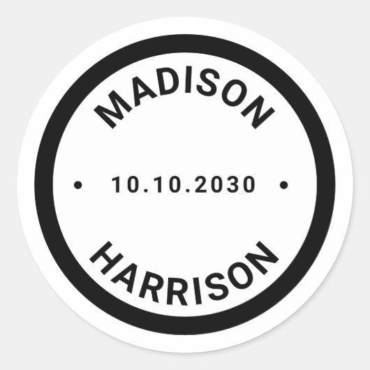 黒い縁どモダン名前をカスタムする ラウンドシール (正面)