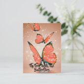 黒い縁取りのオレンジと黒の蝶 ポストカード (スタンド正面)