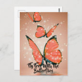 黒い縁取りのオレンジと黒の蝶 ポストカード (正面/裏面)