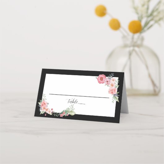 黒い縁取りの花 プレイスカード (正面)