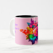 黒い縁取りの華やかな花束 コーヒーマグ ツートーンマグカップ (正面左)