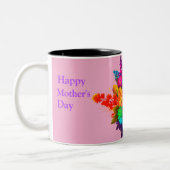 黒い縁取りの華やかな花束 コーヒーマグ ツートーンマグカップ (左)
