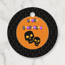 黒い縁取りの黒いドクロ ハッピーハロウィン風船 フェイバータグ