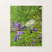 黒い縁取り白い蝶の写真パズル ジグソーパズル (縦)