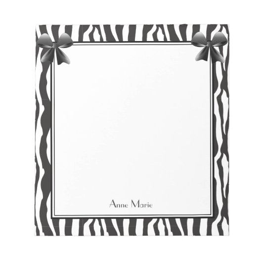 黒い縞模様の黒い弓 ノートパッド (正面)