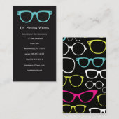 黒い縦の眼科医の検眼医ガラス 名刺 (正面/裏面)
