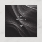 黒い繊細なやさしいグリッターの背景 スクエア名刺 (正面)