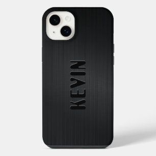 黒い繊維テクスチャーモノグラム iPhone 14 PLUSケース