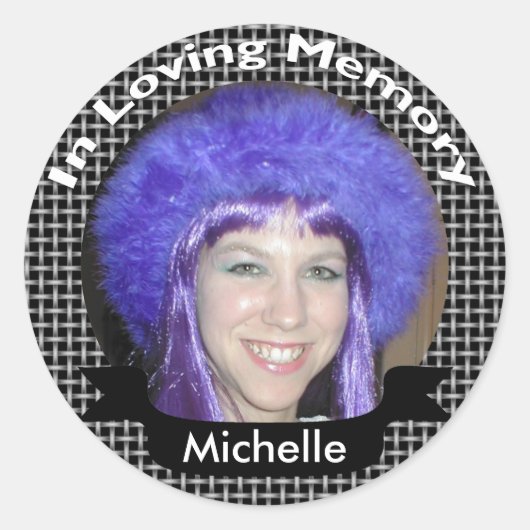 黒い織りの写真のステッカーのメモリ内 ラウンドシール (正面)