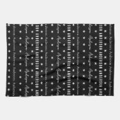 黒い繰り返しファミリ名モノグラム キッチンタオル (横)