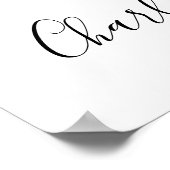 黒い署名のスクリプトフォト結婚のウェルカムサイン ポスター (角)