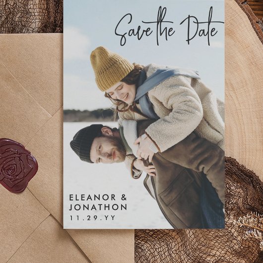 黒い署名スクリプト写真の保存日付 セーブザデート