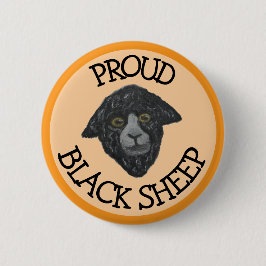 黒い羊のオレンジ色のボタン 缶バッジ