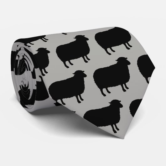黒い羊のシルエットのパターン ネクタイ (ロール)
