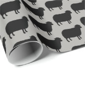 黒い羊のシルエットのパターン ラッピングペーパー (ロールコーナー)