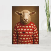 黒い羊のスウェーターを着た羊からのあたたかなメッセージ シーズンカード (正面)