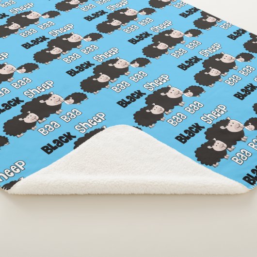 黒い羊のデザイン"バアバアブラックヒツジ" シェルパブランケット (3/4)