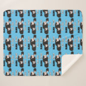 黒い羊のデザイン"バアバアブラックヒツジ" シェルパブランケット (正面(横))