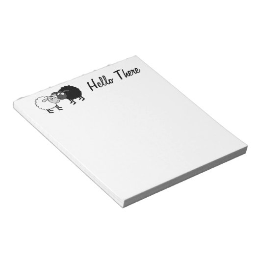 黒い羊の白い羊5.5" x 6"メモ帳40ページ ノートパッド (アングル)