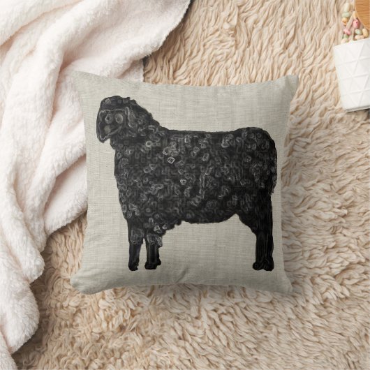 黒い羊 クッション (ブランケット)