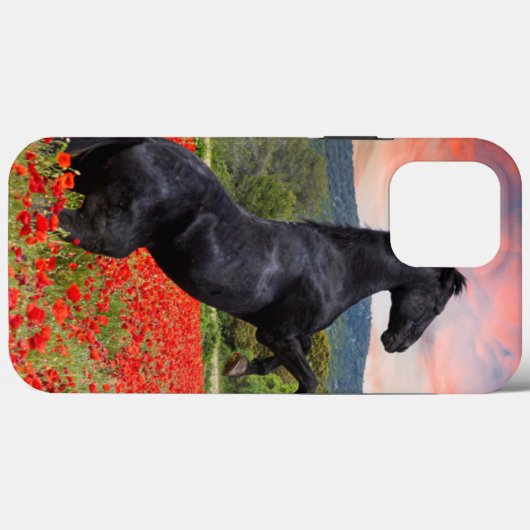 黒い美しいとポピーフィールドケースメイトiPhoneケース Case-Mate iPhoneケース (裏面 (横))