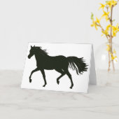黒い美しいの馬のメッセージカード カード (黄色い花)