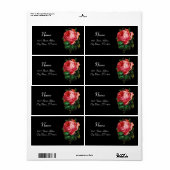 黒い美しいピンクのバラ ラベル (フルシート)