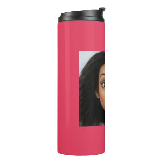 黒い美しい女性の人形マンガピンクフシア タンブラー (回転左)