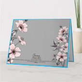 黒い美しい女性 灰色の花々と蝶 カード (裏面)