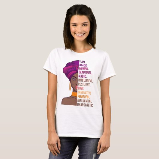 黒い美しい女誇りを持った私は黒い女の美しい Tシャツ (正面フル)