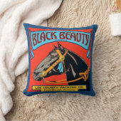 黒い美しい馬の赤い背景 クッション (ブランケット)