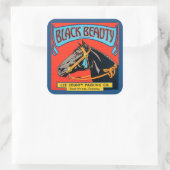 黒い美しい馬の赤い背景 スクエアシール (バッグ)