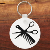 黒い美容師の櫛のはさみ キーホルダー (正面)