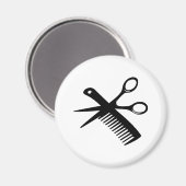 黒い美容師の櫛のはさみ マグネット (正面/裏面)