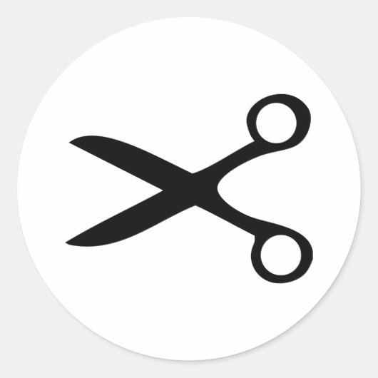 黒い美容院のはさみ ラウンドシール (正面)