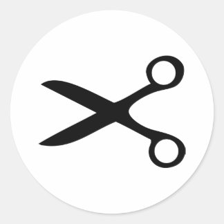 黒い美容院のはさみ ラウンドシール