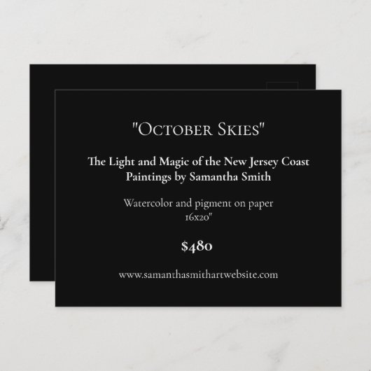 黒い美術展ディスプレイカードアートラベル ポストカード (正面/裏面)