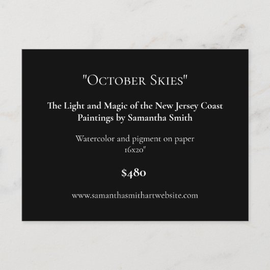 黒い美術展ディスプレイカードアートラベル ポストカード (正面)