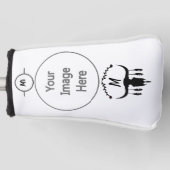 黒い羽のシルエットを持つブルスカル ゴルフヘッドカバー (正面)