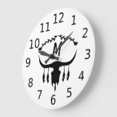 黒い羽のシルエットを持つブルスカル ラージ壁時計 (傾斜)