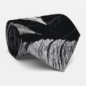 黒い羽パターンの抽象的な銀 ネクタイ (ロール)