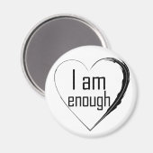 黒い羽毛のハート「私は十分だ」 マグネット (正面/裏面)