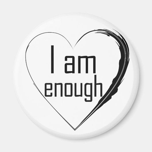 黒い羽毛のハート「私は十分だ」 マグネット (正面)