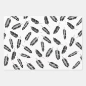 黒い羽毛パターン ラッピングペーパーシート (正面2)