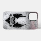 黒い翼の上のドクロ iPhoneケース (裏面横)