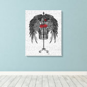 黒い翼を持つマネキン キャンバスプリント (インサイチュ (ウッドフロア))